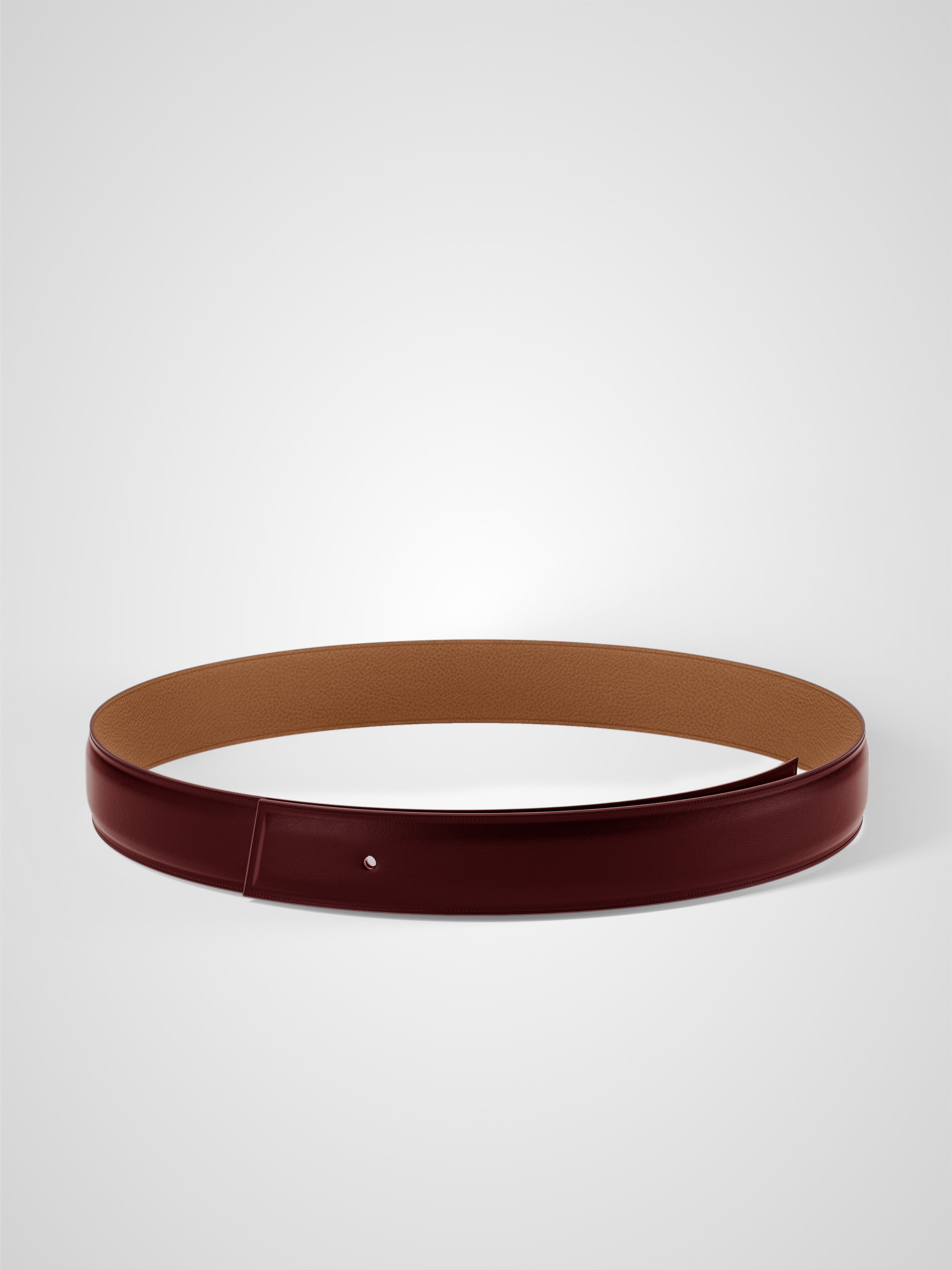 Lanière de ceinture réversible 32 mm en cuir bordeaux