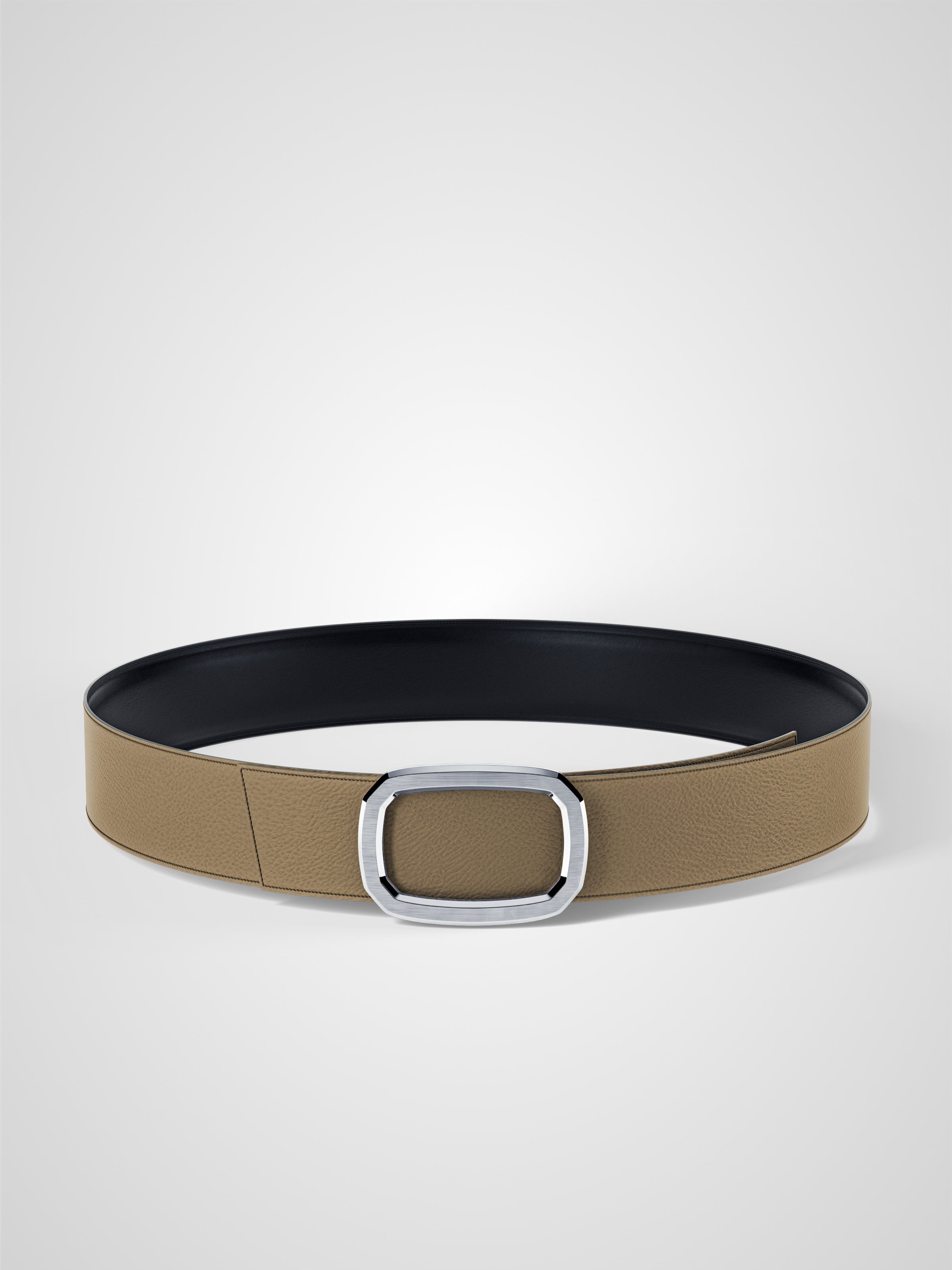 Ceinture femme en cuir beige Panthéon palladium 38 mm réversible