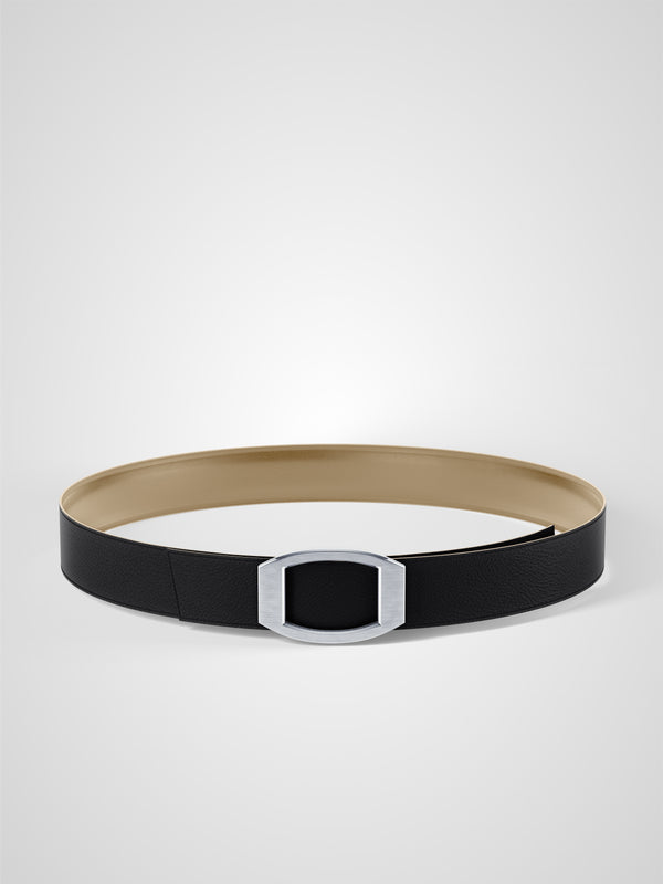 Ceinture homme en cuir noir Concorde palladium 32 mm réversible