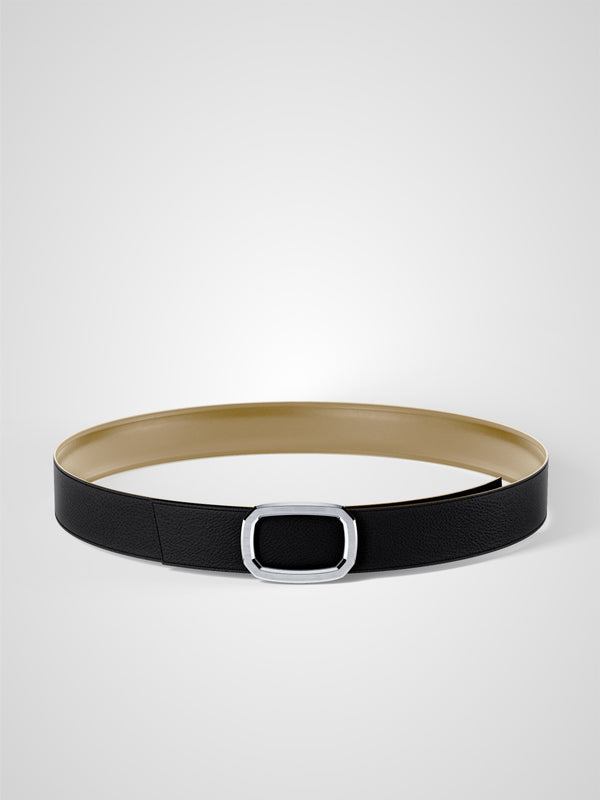 Ceinture homme en cuir noir Panthéon palladium 32 mm réversible