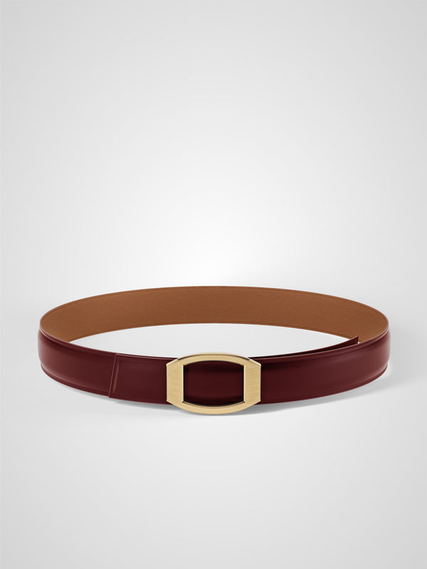 Ceinture homme en cuir bordeaux Concorde plaquée or 32 mm réversible
