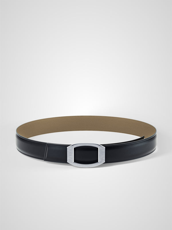 Ceinture homme en cuir beige Concorde palladium 32 mm réversible