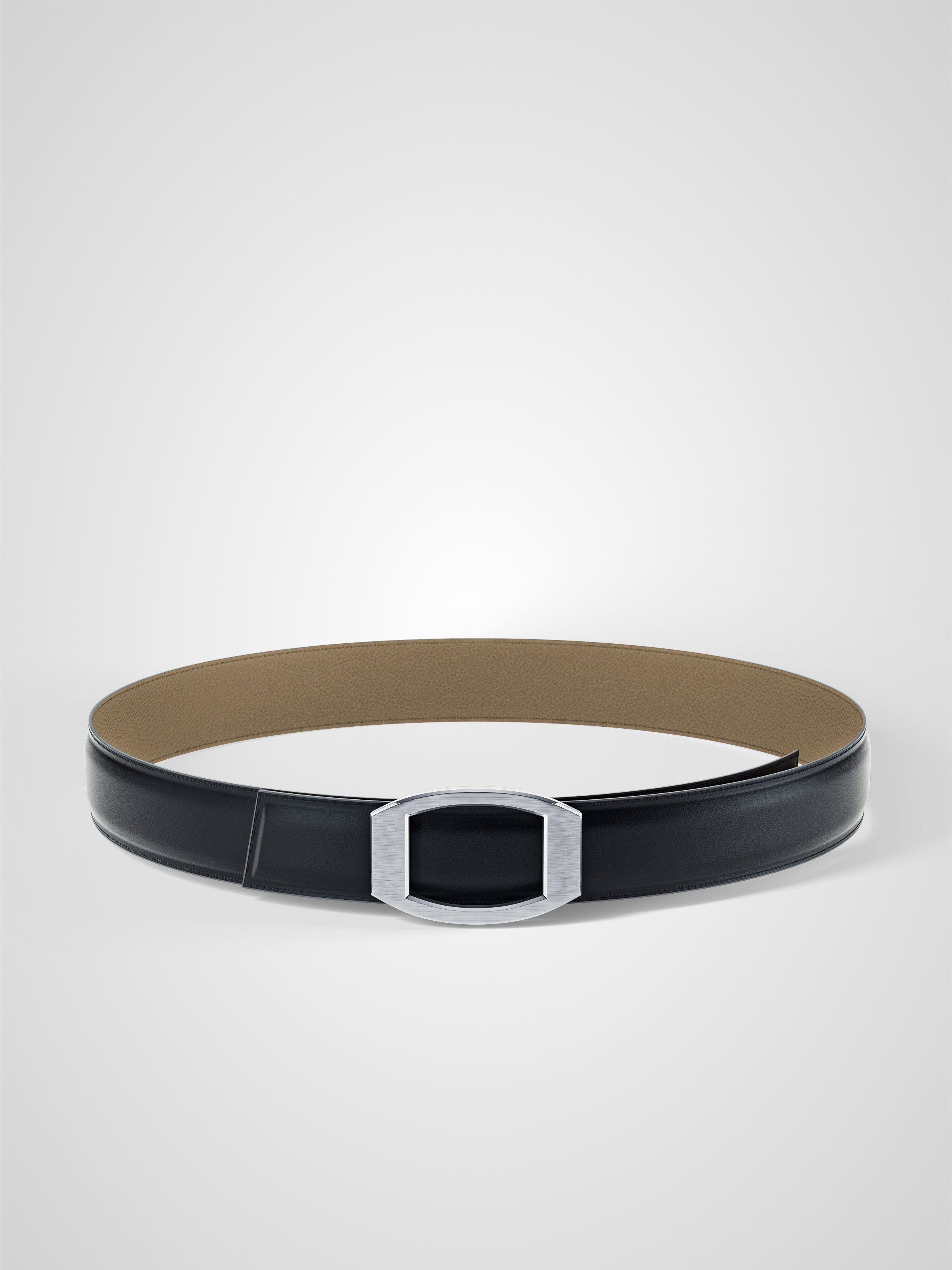 Ceinture femme en cuir beige Concorde palladium 32 mm réversible