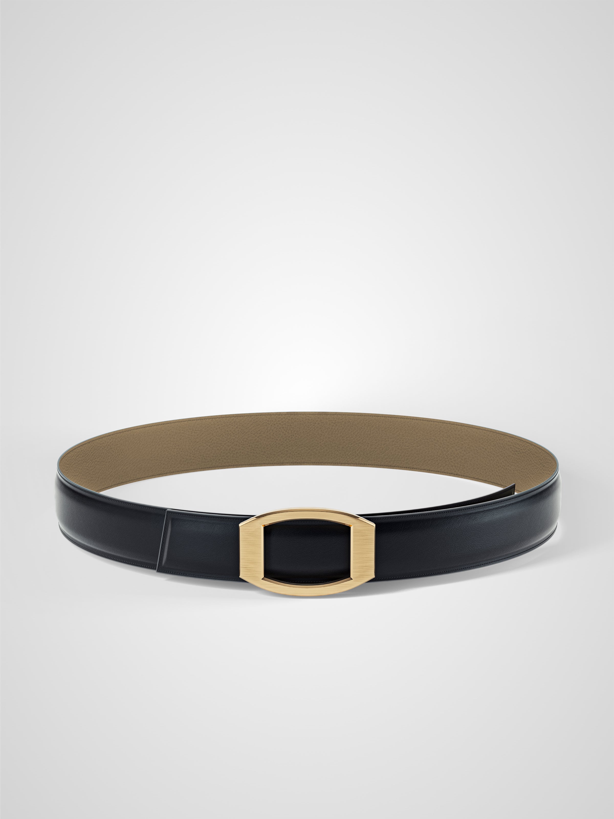 Ceinture femme en cuir beige Concorde plaquée or 32 mm réversible