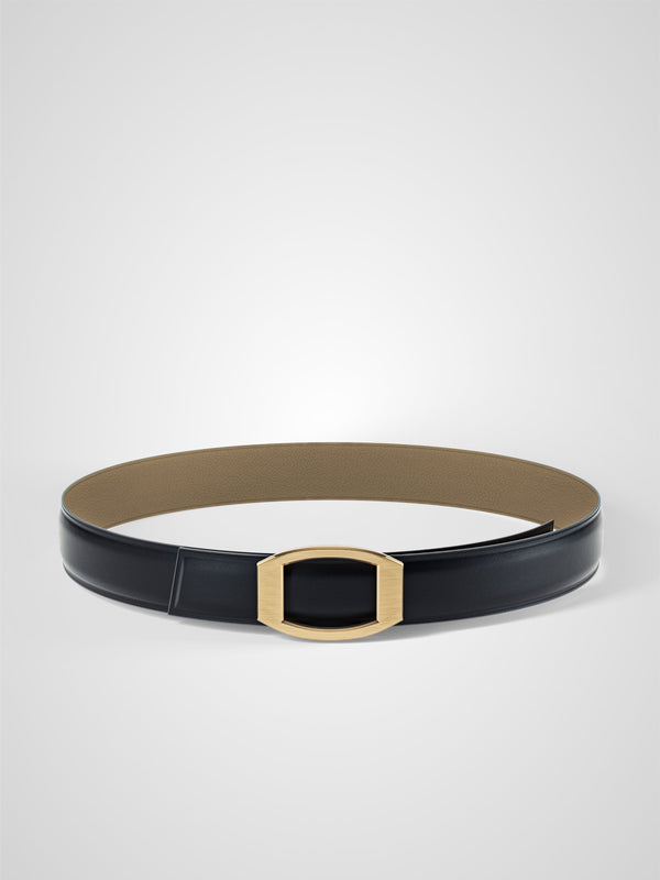 Ceinture femme en cuir beige Concorde plaquée or 32 mm réversible