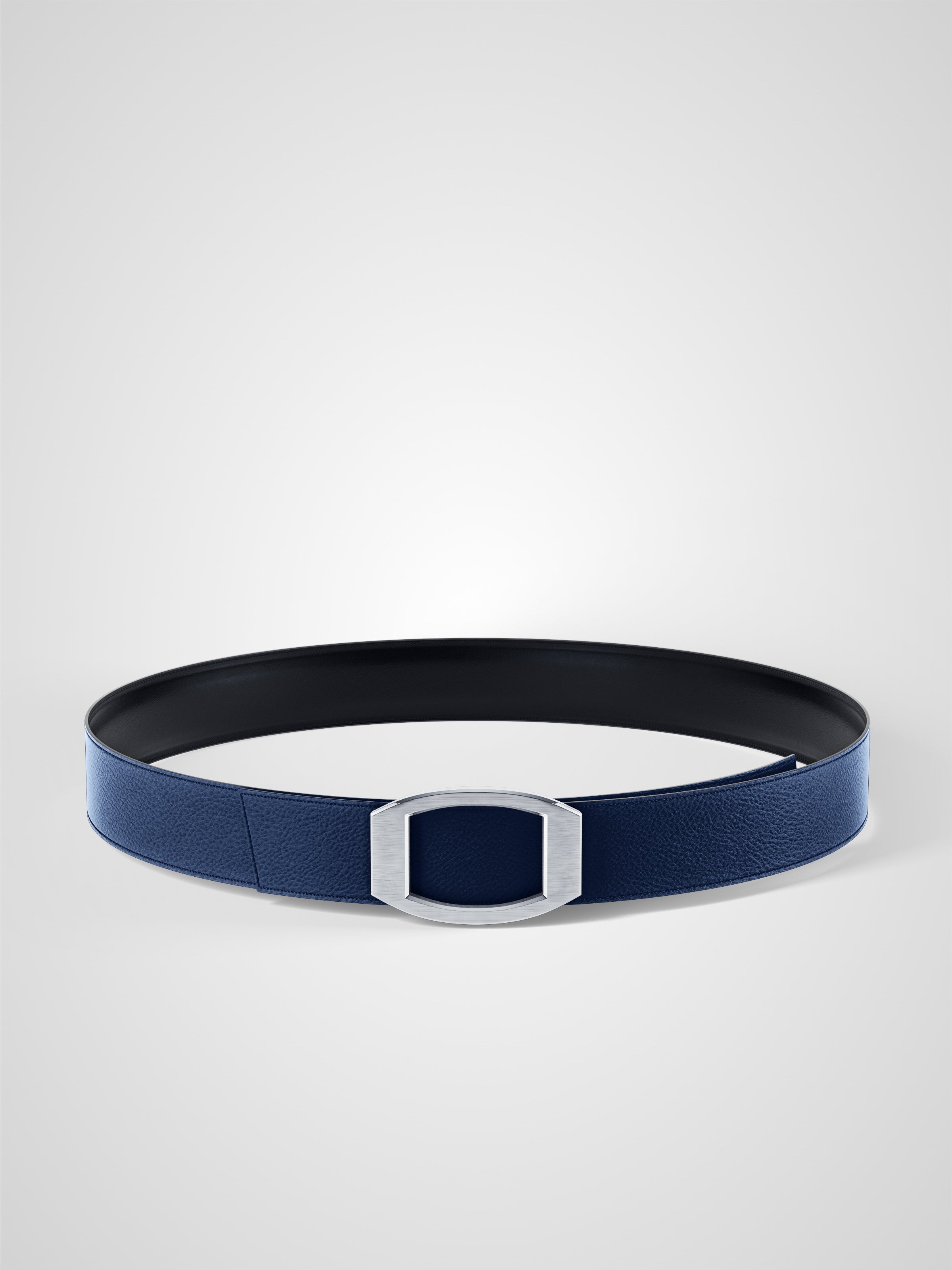Ceinture femme en cuir bleu marine Concorde palladium 32 mm réversible