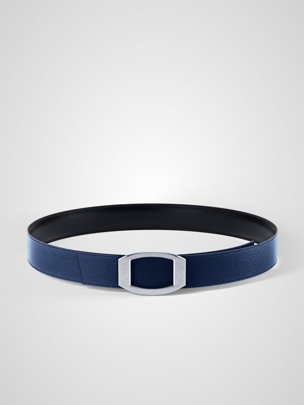 Ceinture femme en cuir bleu marine Concorde palladium 32 mm réversible