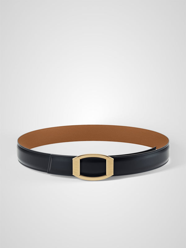 Ceinture femme en cuir gold Concorde plaquée or 32 mm réversible