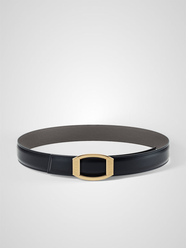 Ceinture femme en cuir gris Concorde plaquée or 32 mm réversible
