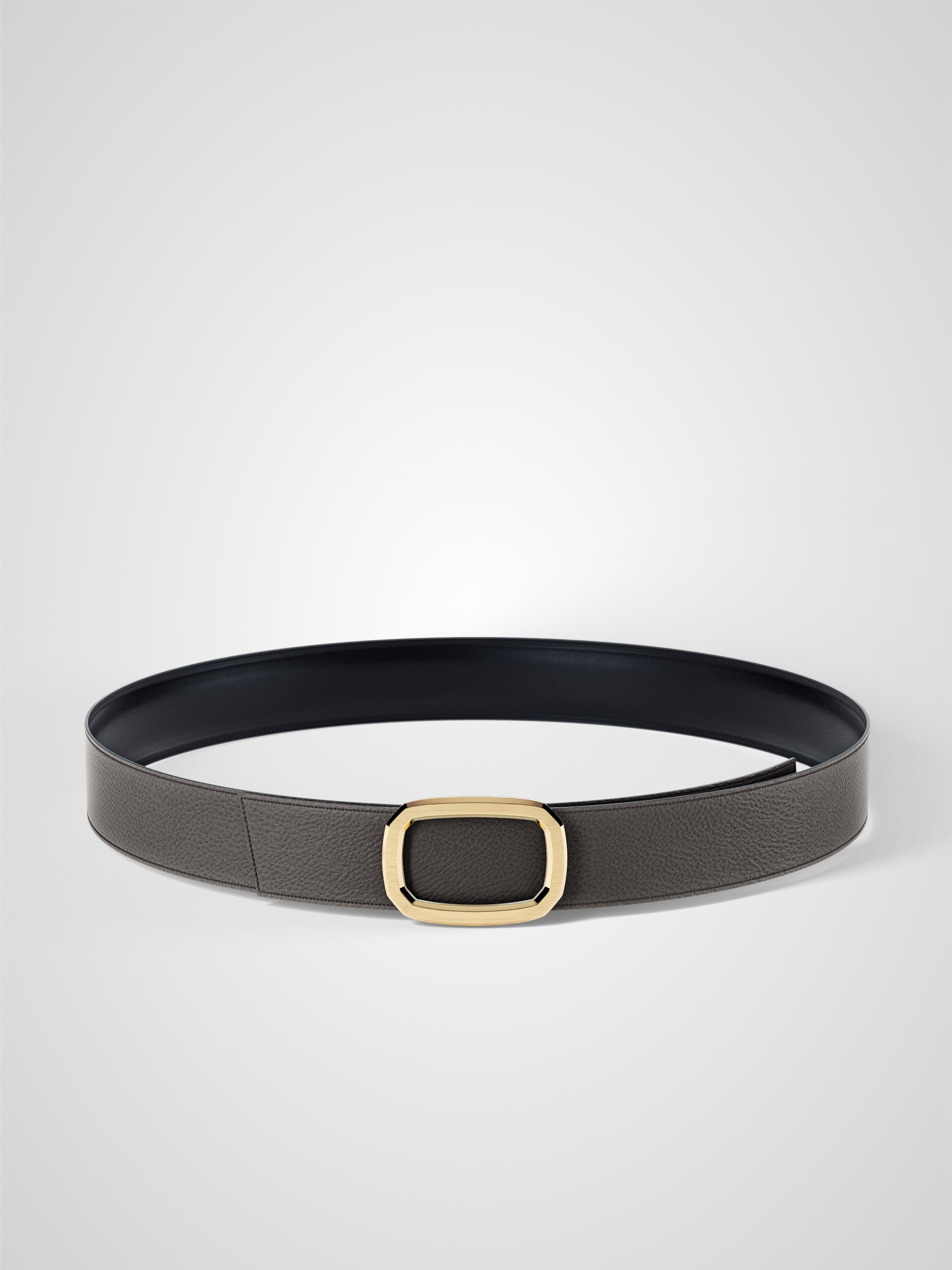 Ceinture femme en cuir gris Panthéon plaquée or 32 mm réversible