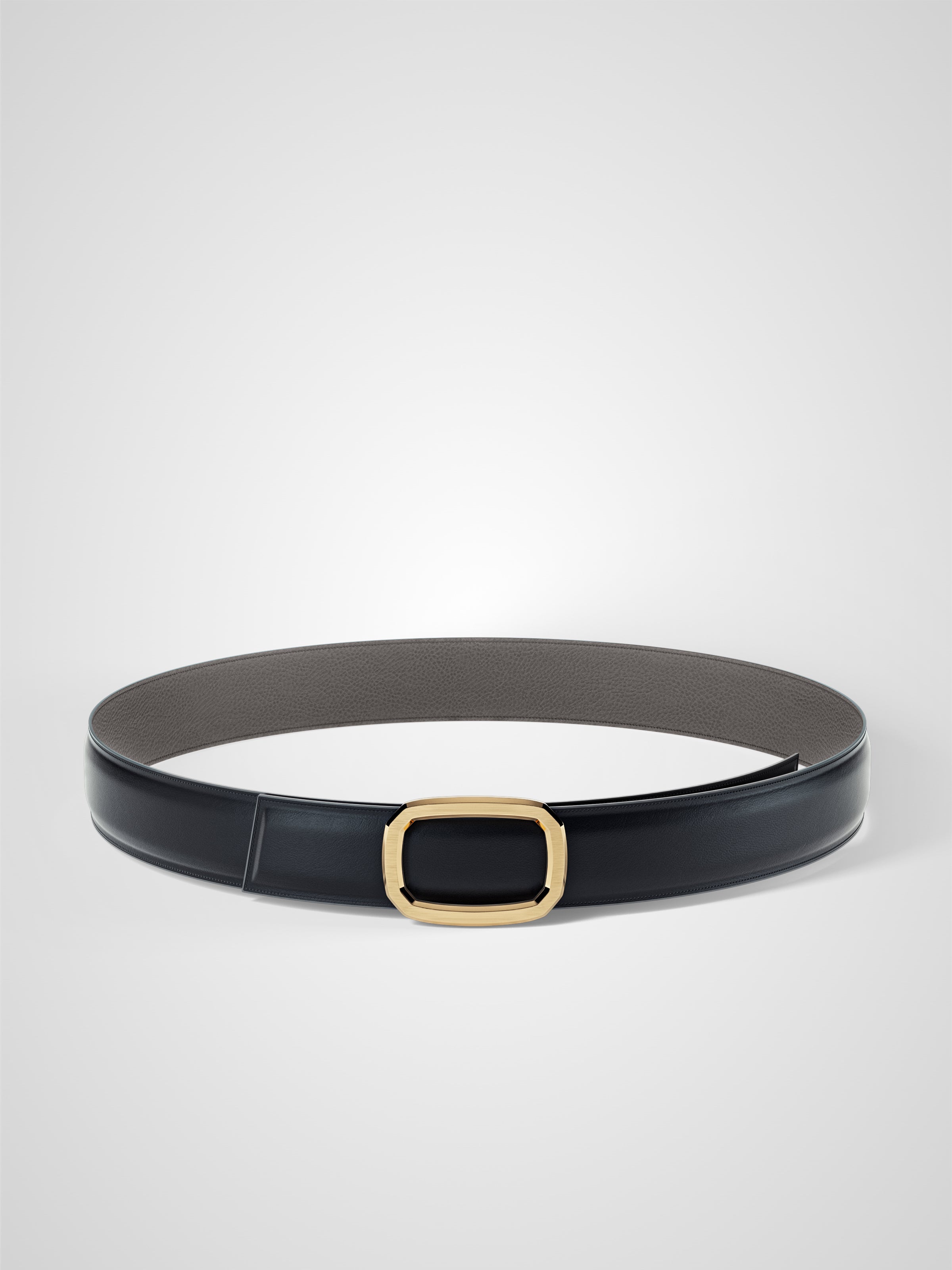 Ceinture femme en cuir gris Panthéon plaquée or 32 mm réversible