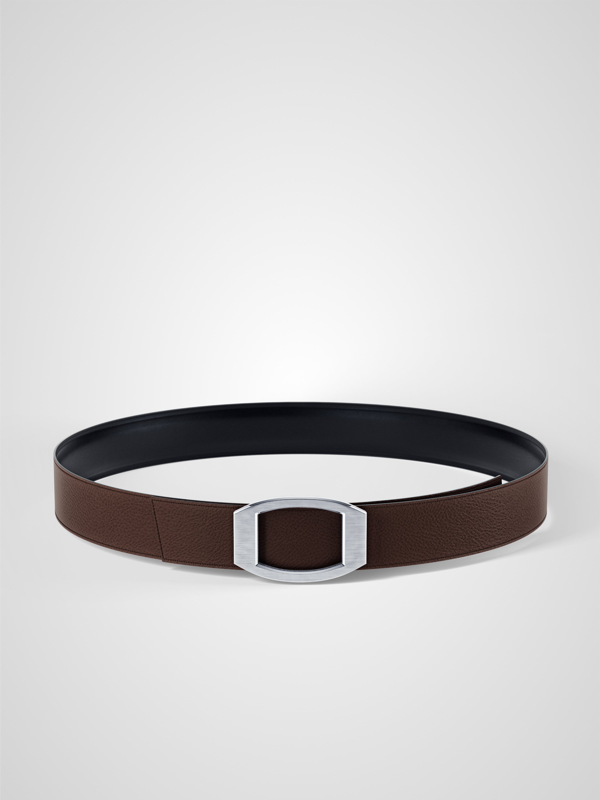 Ceinture homme en cuir marron Concorde palladium 32 mm réversible