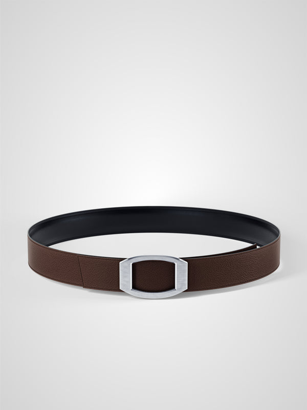 Ceinture homme en cuir marron Concorde palladium 32 mm réversible