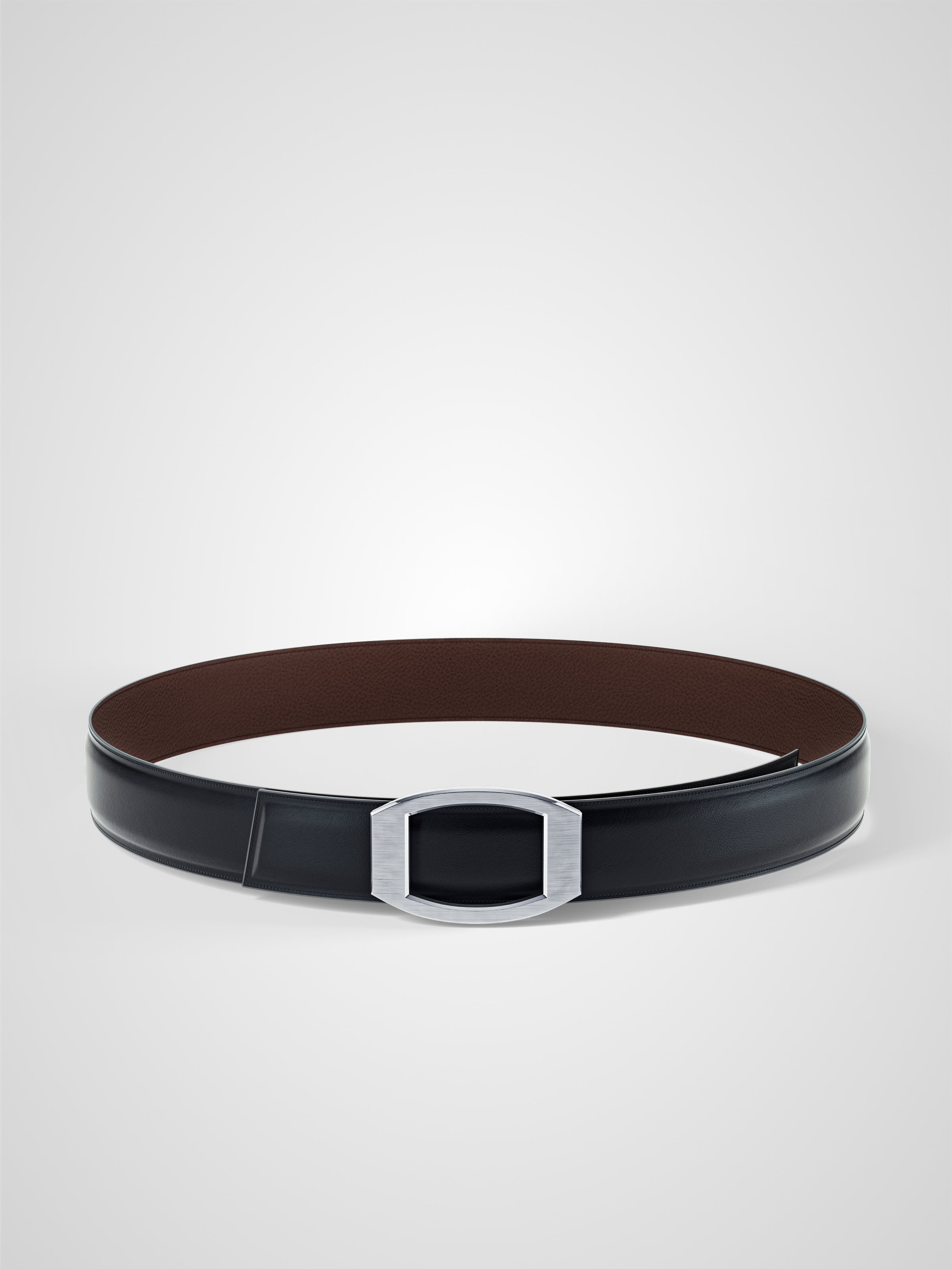 Ceinture homme en cuir marron Concorde palladium 32 mm réversible