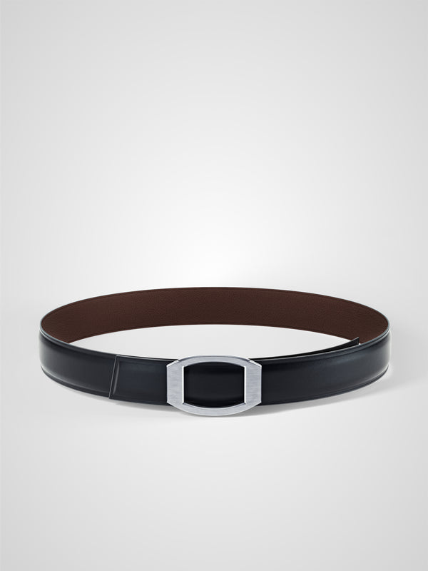 Ceinture homme en cuir marron Concorde palladium 32 mm réversible