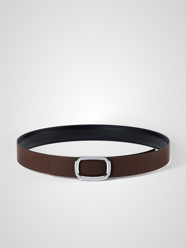 Ceinture homme en cuir marron Panthéon palladium 32 mm réversible