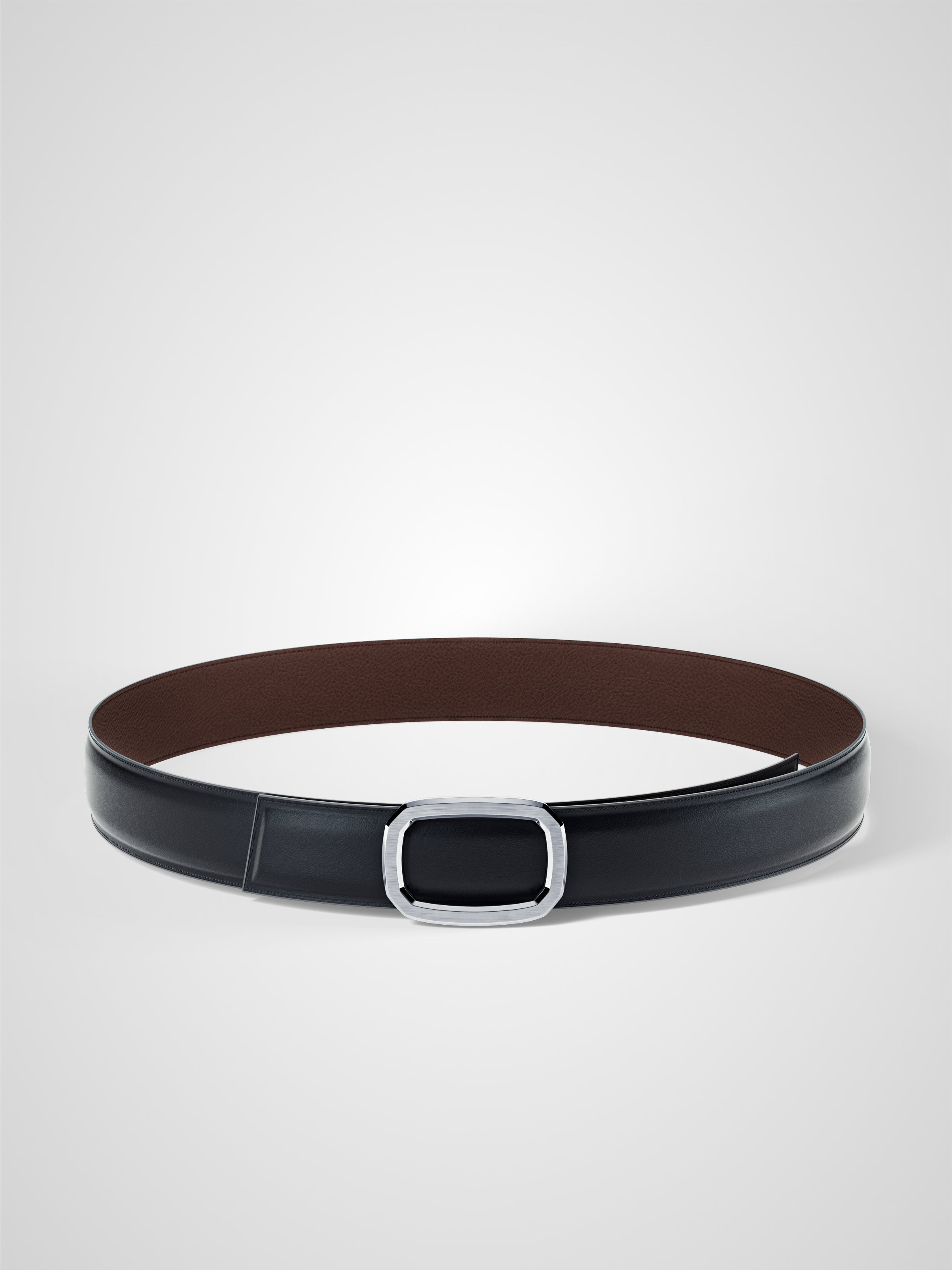 Ceinture femme en cuir marron Panthéon palladium 32 mm réversible