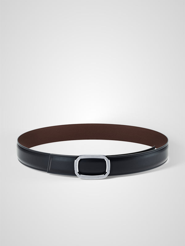 Ceinture homme en cuir marron Panthéon palladium 32 mm réversible
