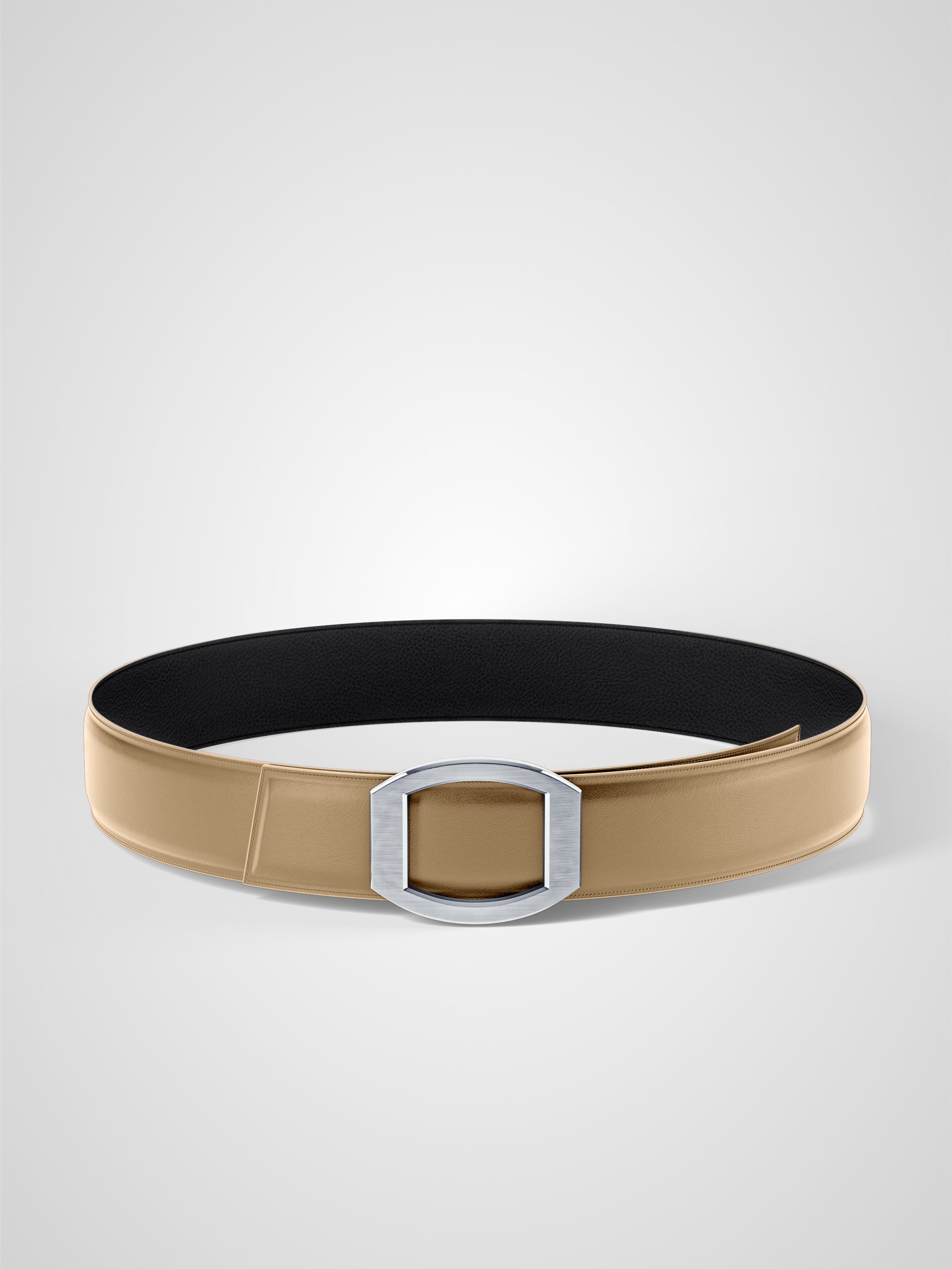 Ceinture femme en cuir noir Concorde palladium 38 mm réversible