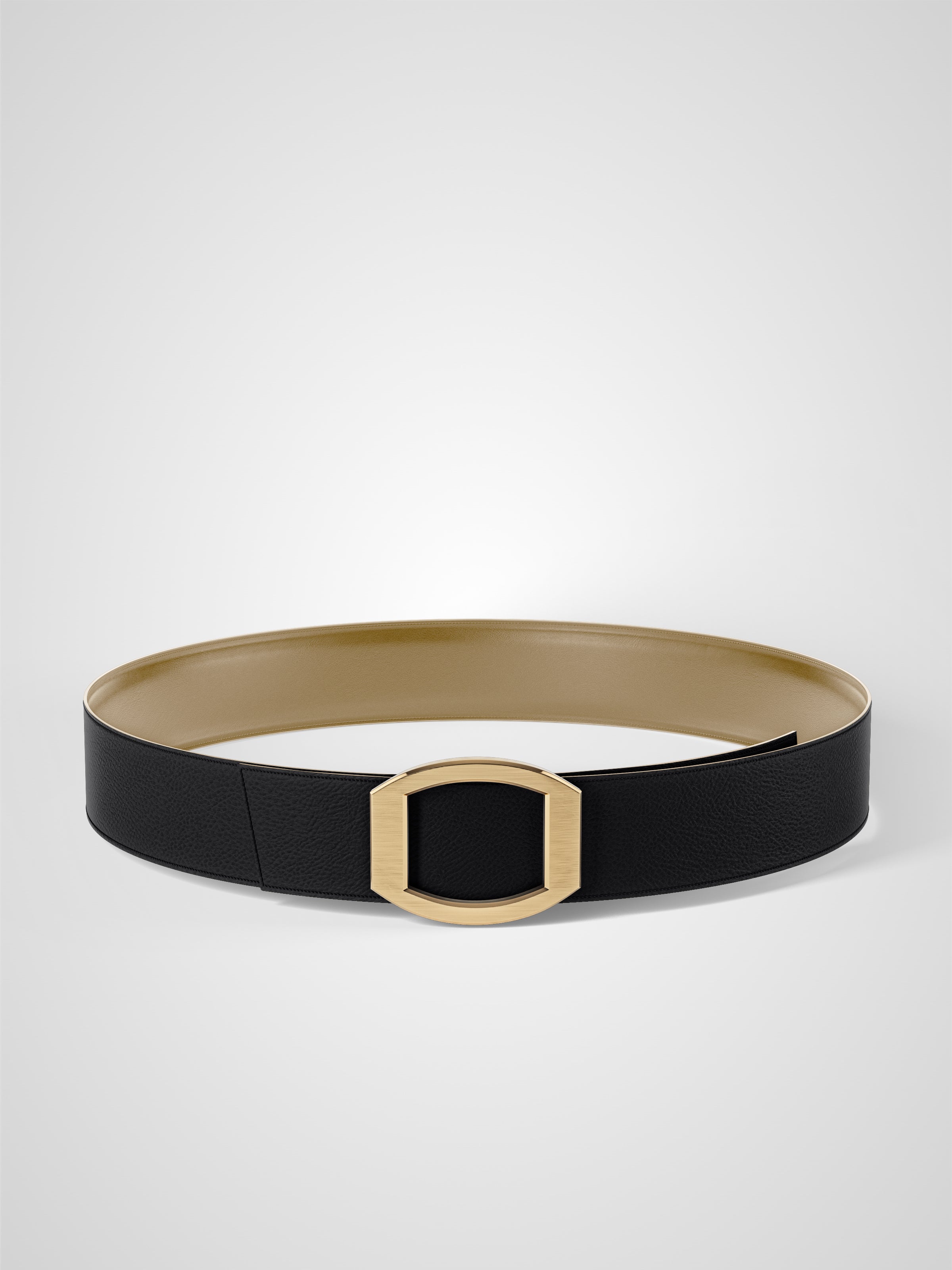 Ceinture femme en cuir noir Concorde plaquee or 38 mm reversible CLEMENTI