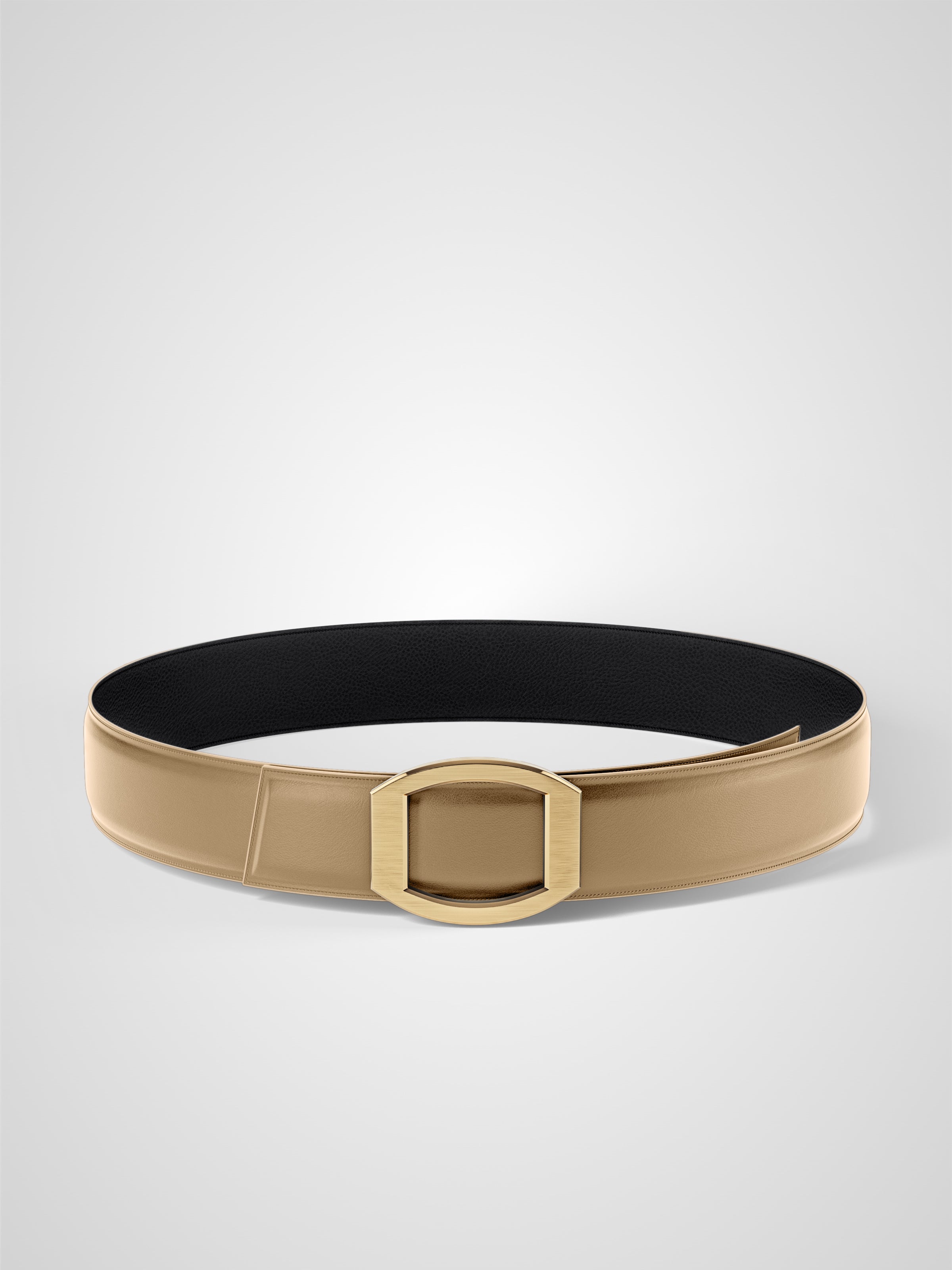Ceinture homme en cuir noir Concorde plaquée or 38 mm réversible