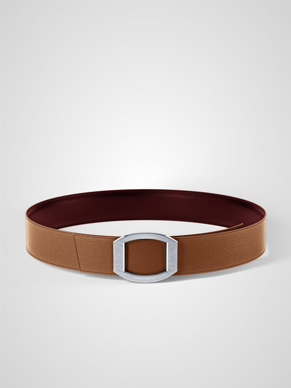 Ceinture femme en cuir bordeaux Concorde palladium 38 mm réversible