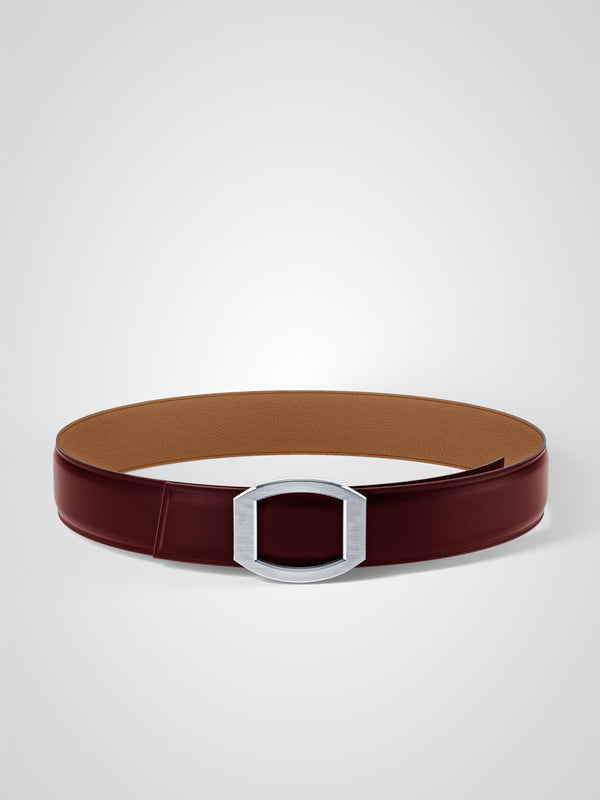 Ceinture femme en cuir bordeaux Concorde palladium 38 mm réversible