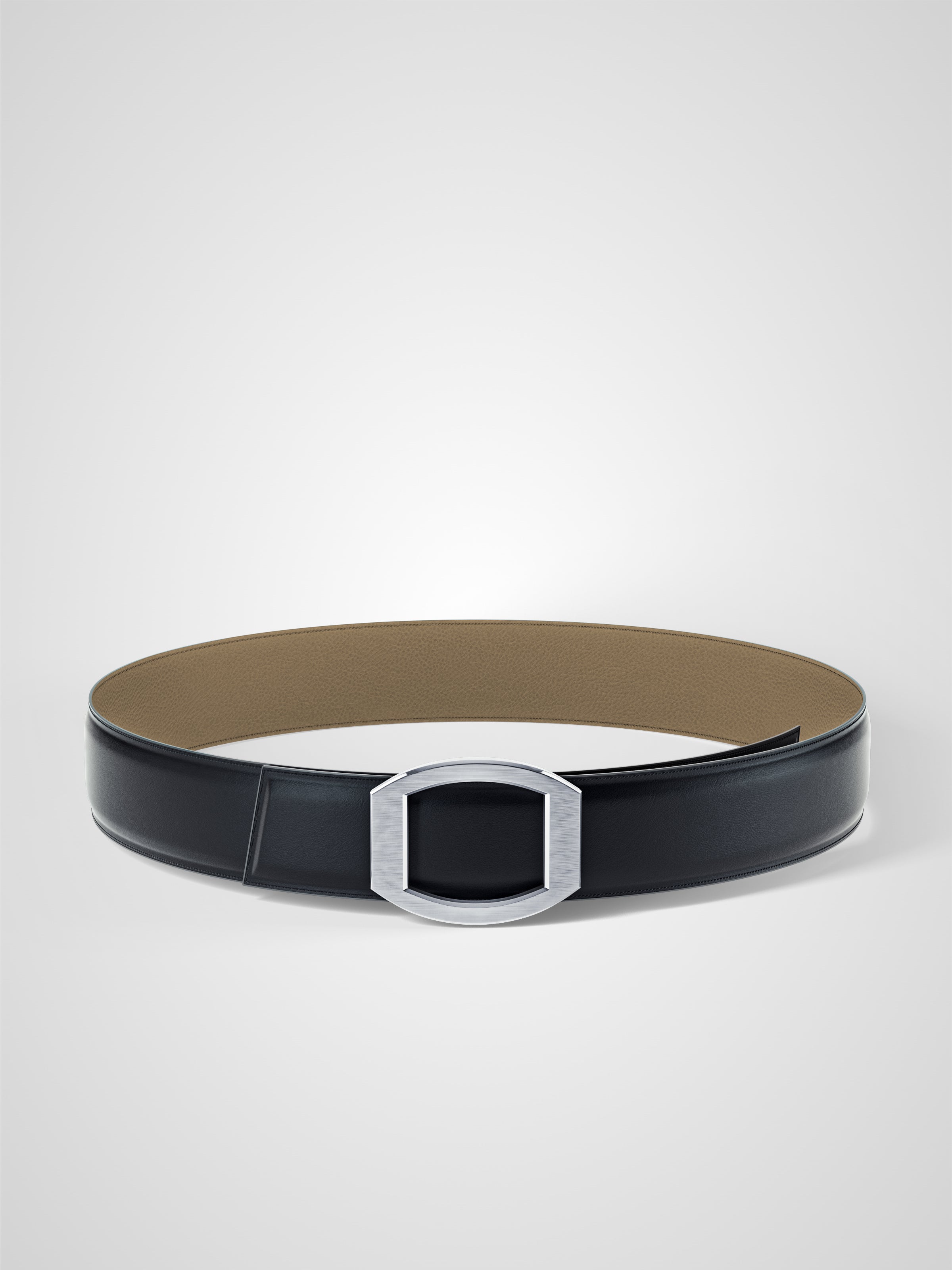 Ceinture homme en cuir beige Concorde palladium 38 mm réversible