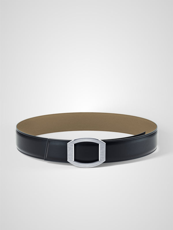 Ceinture homme en cuir beige Concorde palladium 38 mm réversible