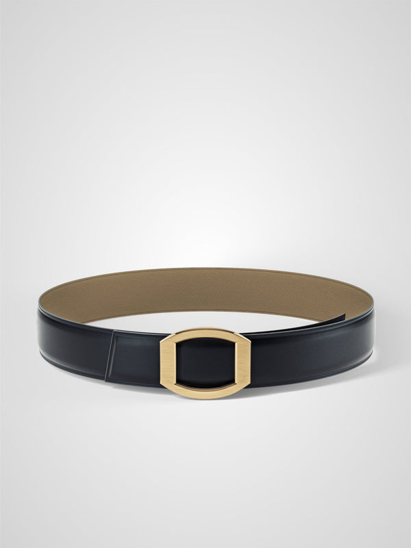 Ceinture femme en cuir beige Concorde plaquée or 38 mm réversible