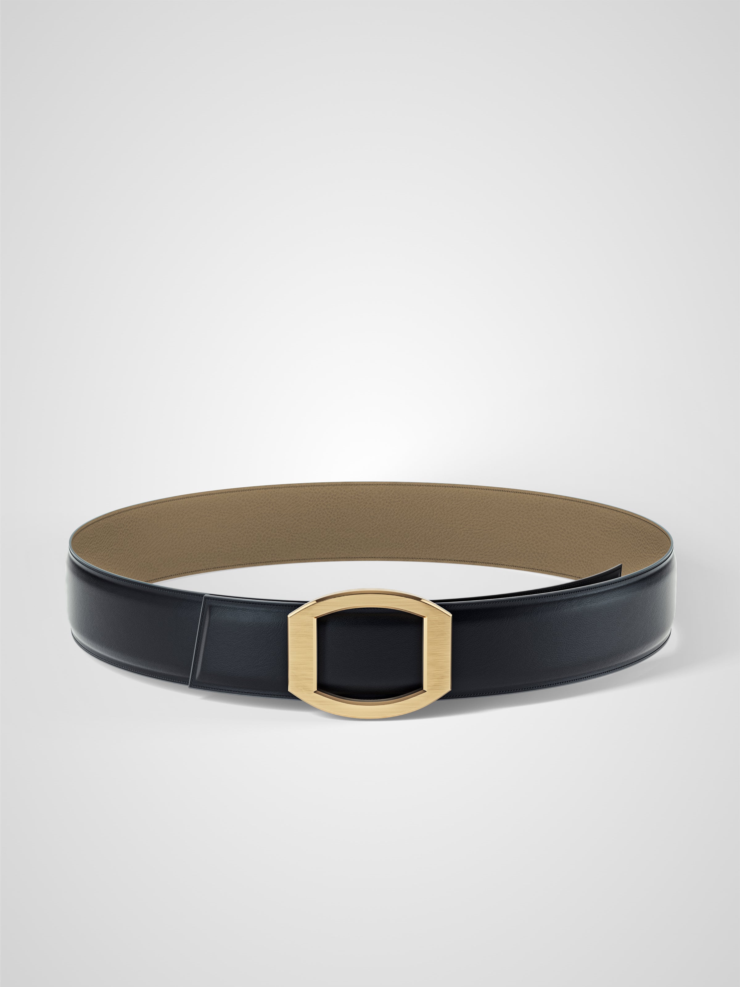 Ceinture homme en cuir beige Concorde plaquée or 38 mm réversible
