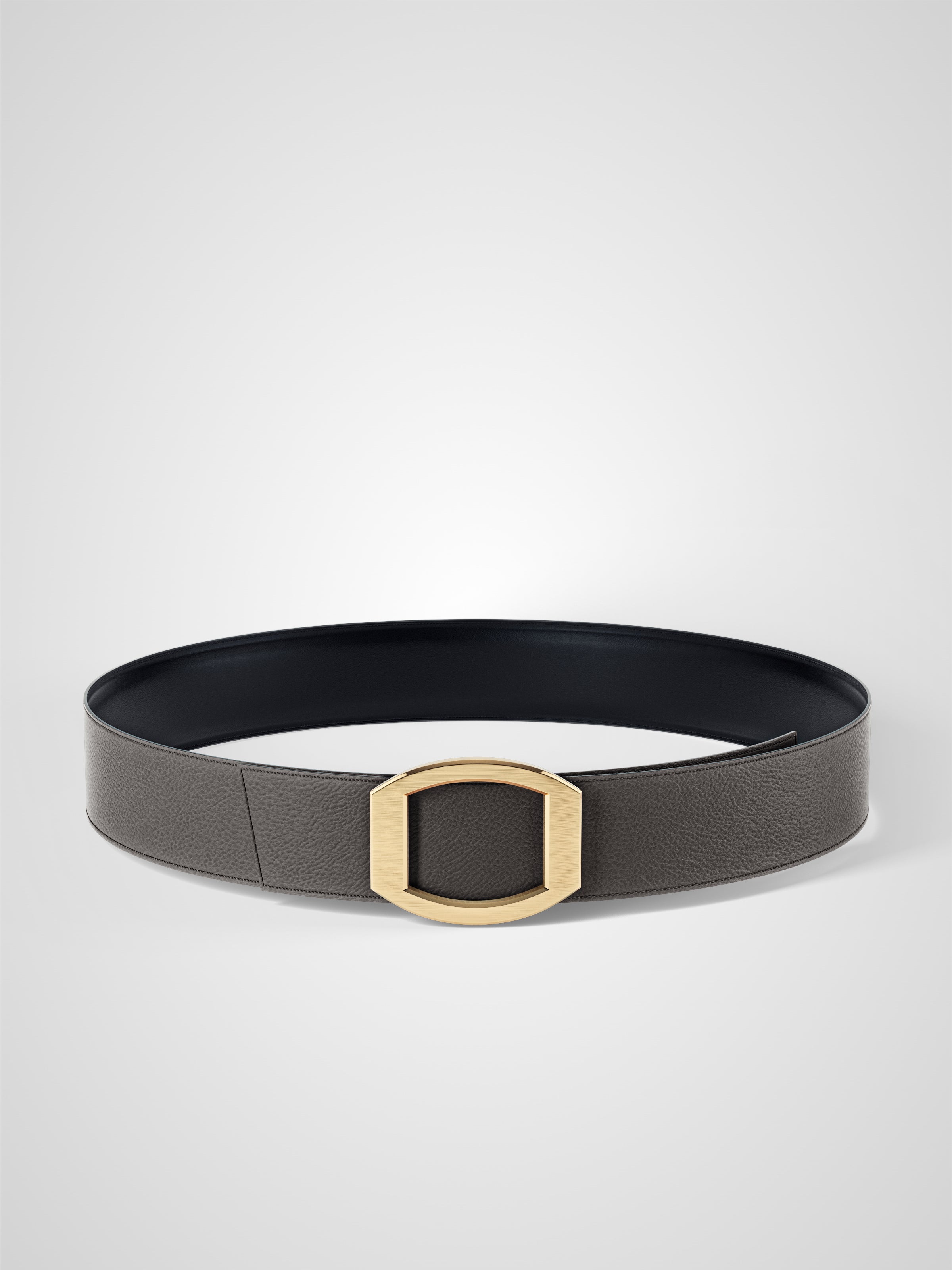 Ceinture homme en cuir gris Concorde plaquée or 38 mm réversible