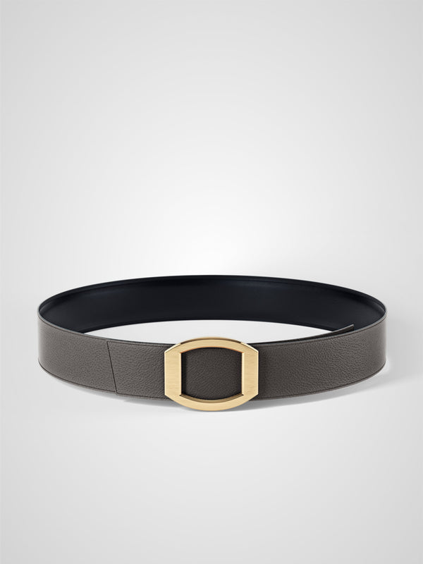 Ceinture femme en cuir gris Concorde plaquée or 38 mm réversible