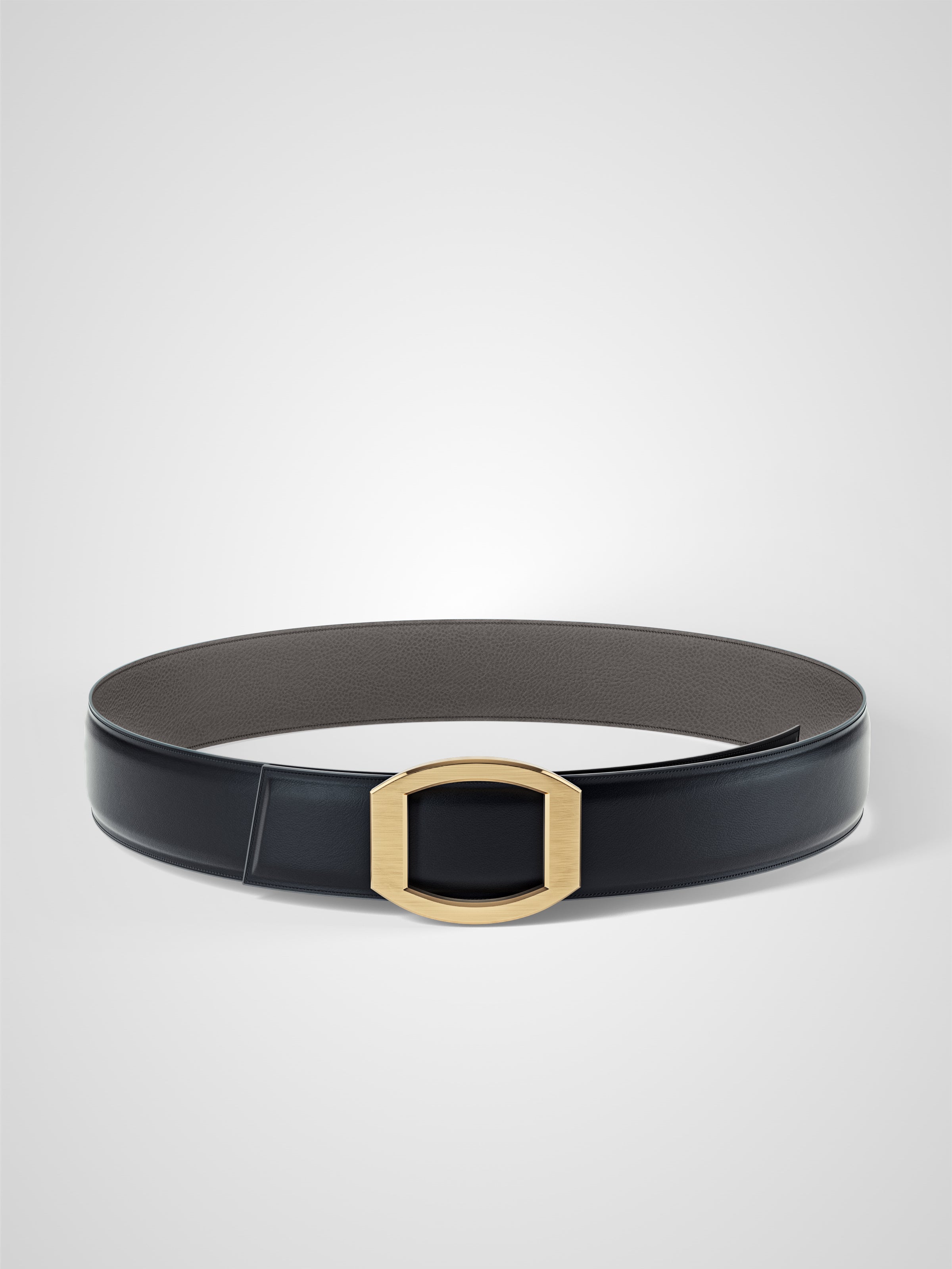 Ceinture femme en cuir gris Concorde plaquée or 38 mm réversible