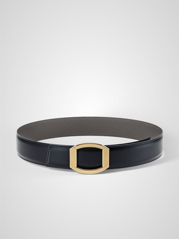 Ceinture femme en cuir gris Concorde plaquée or 38 mm réversible