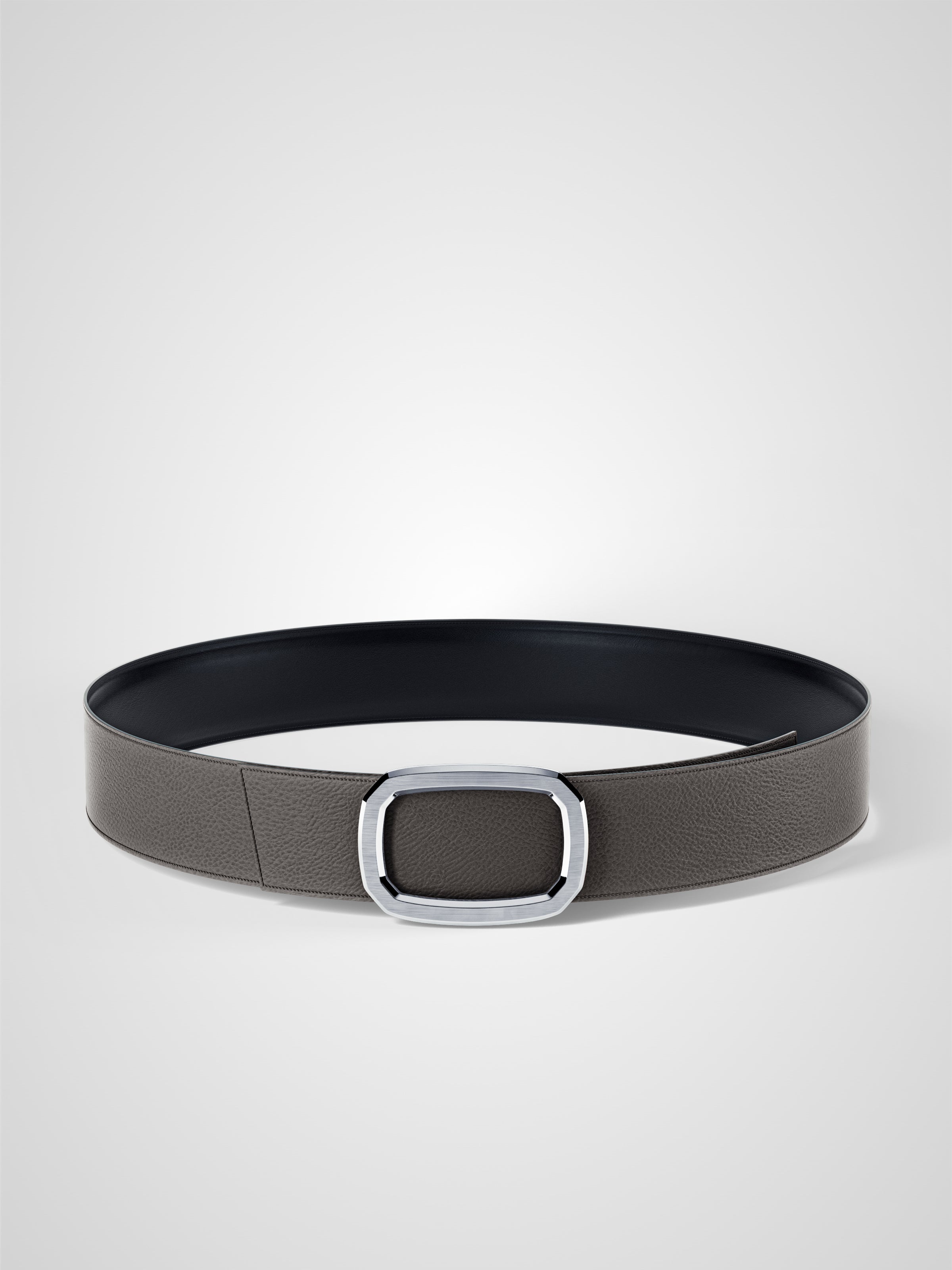 Ceinture femme en cuir gris Panthéon palladium 38 mm réversible