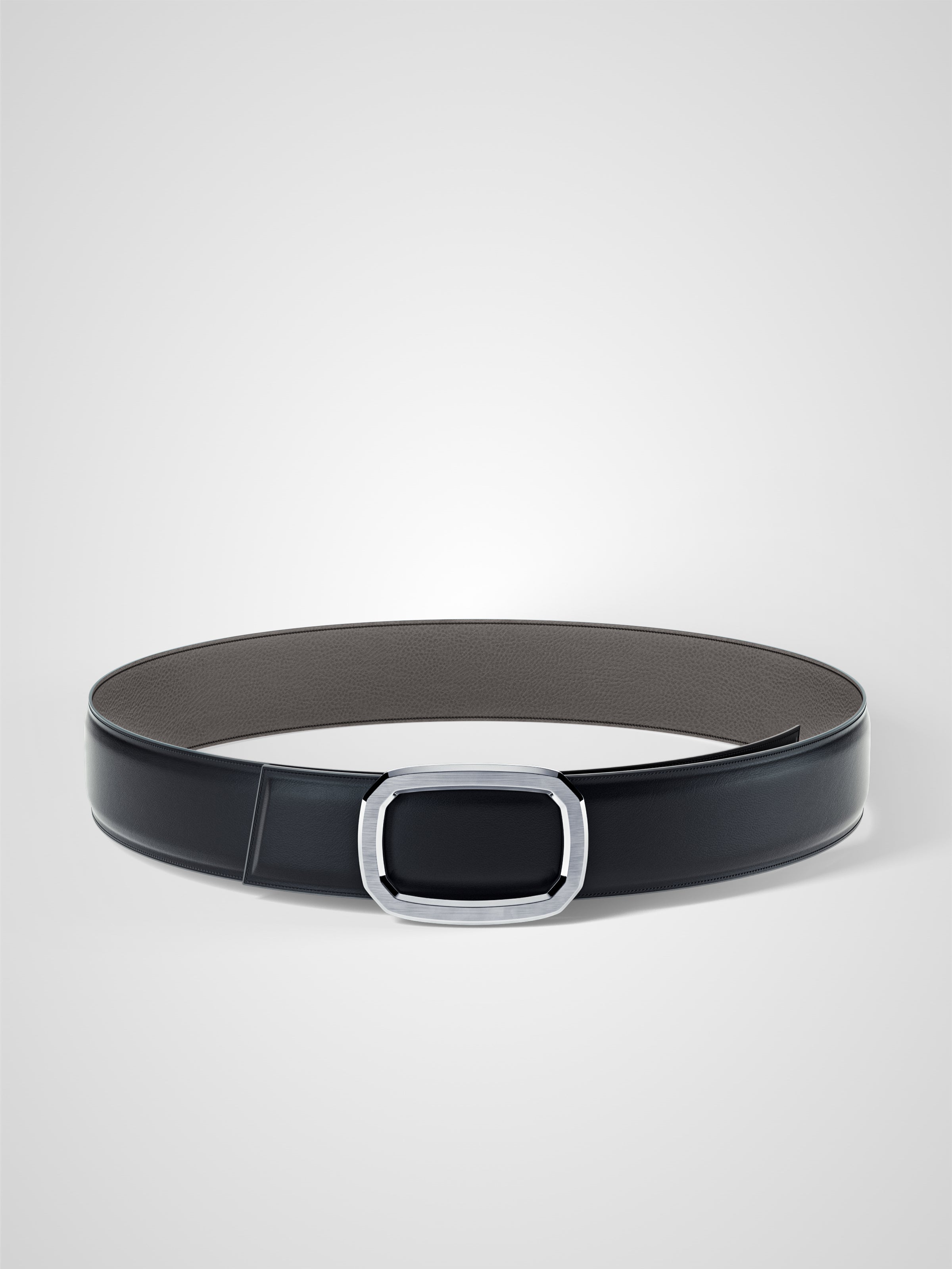 Ceinture femme en cuir gris Panthéon palladium 38 mm réversible