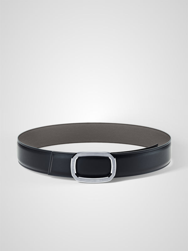 Ceinture homme en cuir gris Panthéon palladium 38 mm réversible