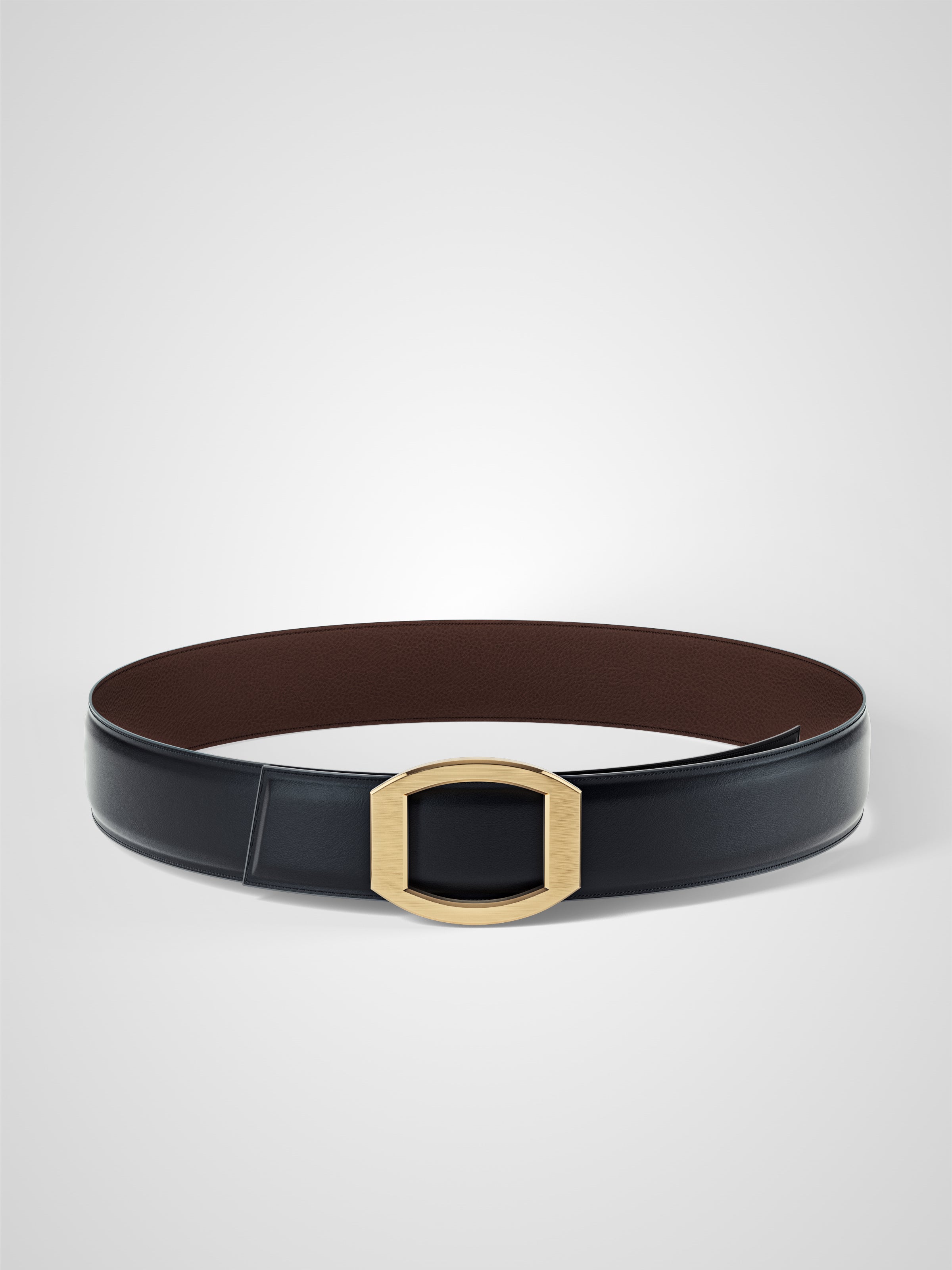Ceinture femme en cuir marron Concorde plaquée or 38 mm réversible