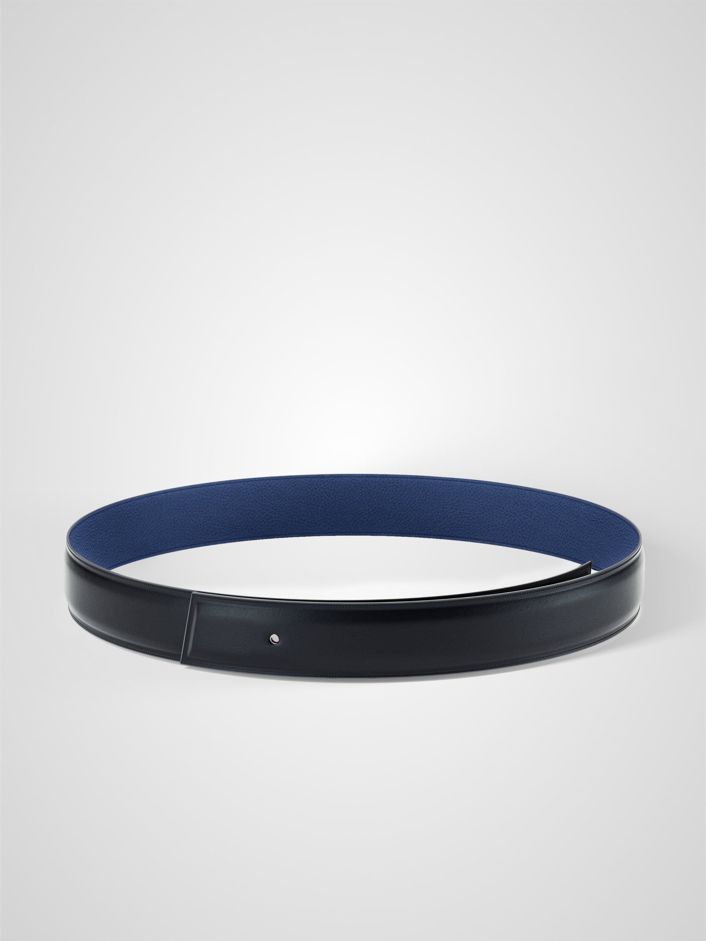 Lanière de ceinture réversible 32 mm en cuir bleu marine