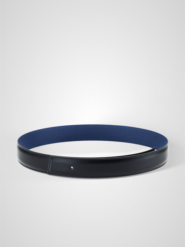 Lanière de ceinture réversible 32 mm en cuir bleu marine